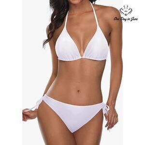 Tempt Me Tie Side Ruched Back Bikini Swimsuit Size L